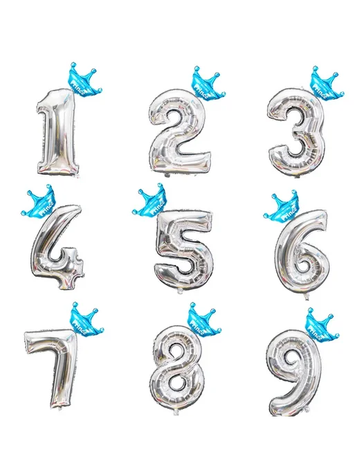DAWN Фольгированные шары Ans Decoracao Coroa Silver B number 6, серебристый