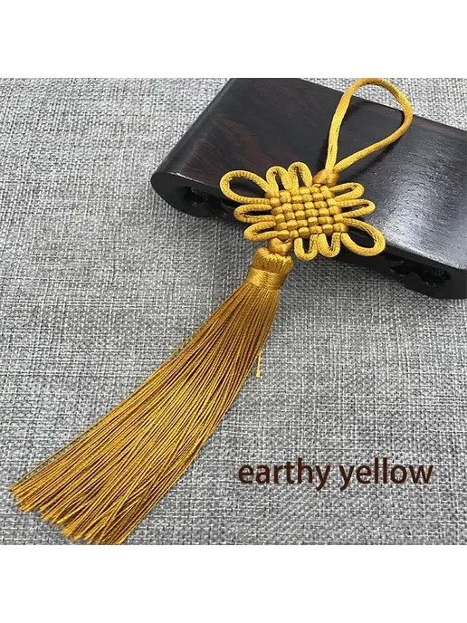 Нет бренда Шелковая кисточка с бахромой EarthYellow, 12 см, 2 шт, 2 шт