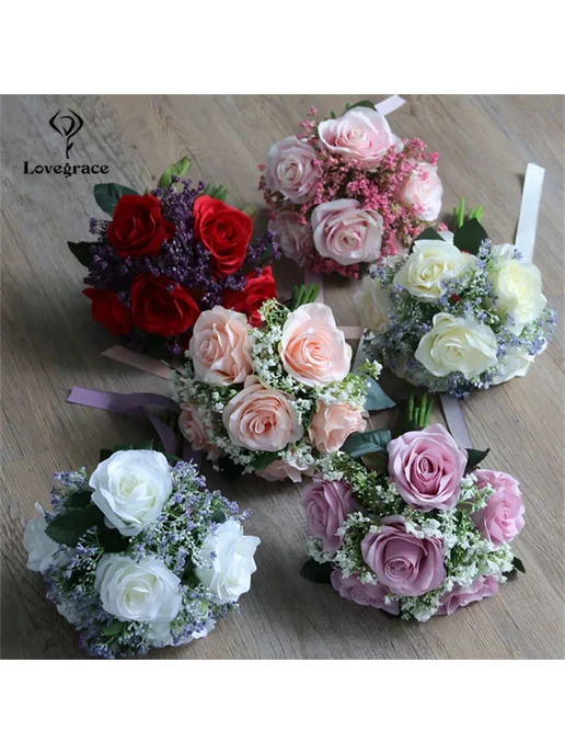 Lovegrace Букет роз красный искусственный, бежевый, фото 6