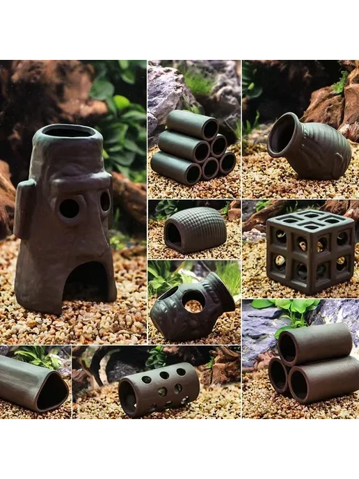 Zhiyang Керамический домик для аквариума коричневый 5.8x4.3x5.7см, 5.8x4.3x5.7 см, фото 4