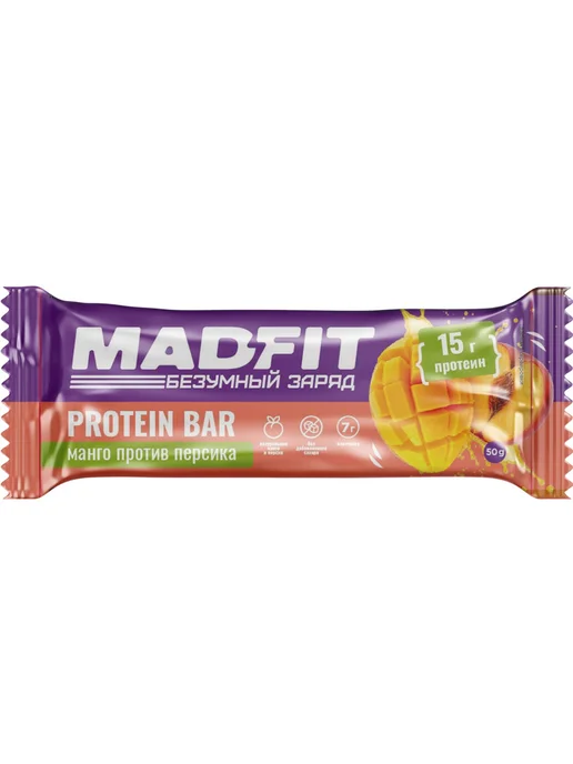 MADFIT Батончик неглазированный Protein bar 3 x 50 г, Микс3, 3x50, 50 г, фото 3