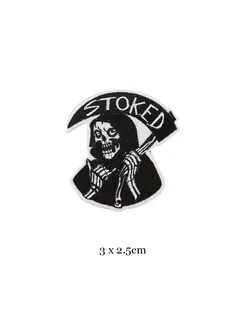 Aprille Вышитая заплатка "STOKED" с черепом, 3x2.5 см, Черный, 45