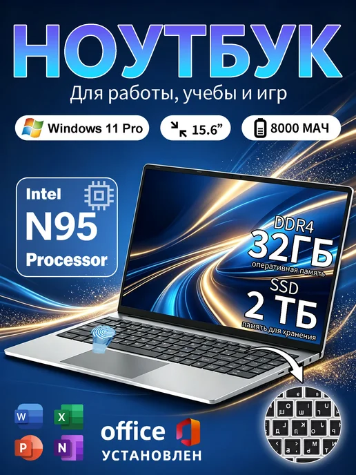 Мощный игровой ноутбук 32 ГБ ОЗУ, 2 ТБ SSD для игр и работы, 32 ГБ, 2 ТБ, фото 2