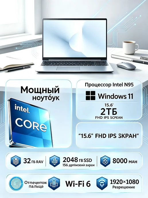 Samsung Игровые ноутбуки 32ГБ+2TБ 16.2" Для Работы и Учебы, 32 ГБ, фото 8