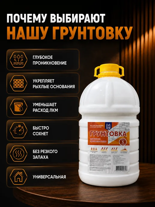 Грунтовка глубокого проникновения 5 литров, белый, фото 2