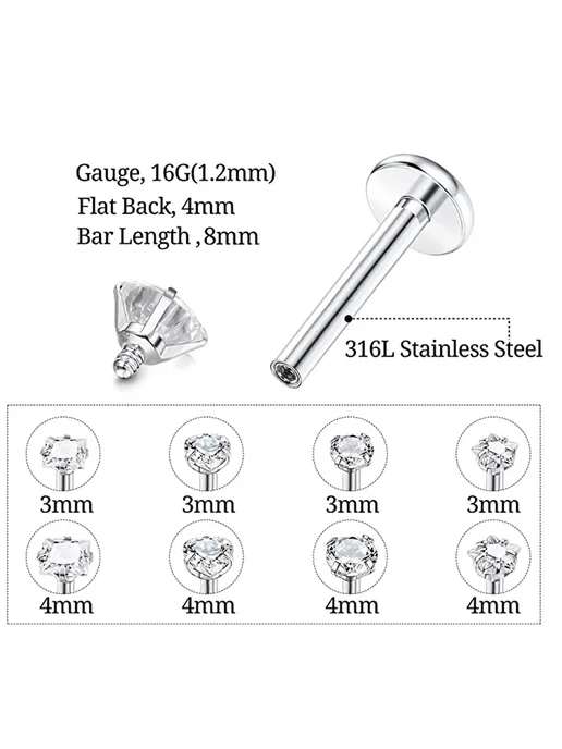 Серьга-гвоздик с камнем 1.2x10x3mm, Style-8, Серьга-гвоздик с камнем 1.2x10x3mm, фото 5