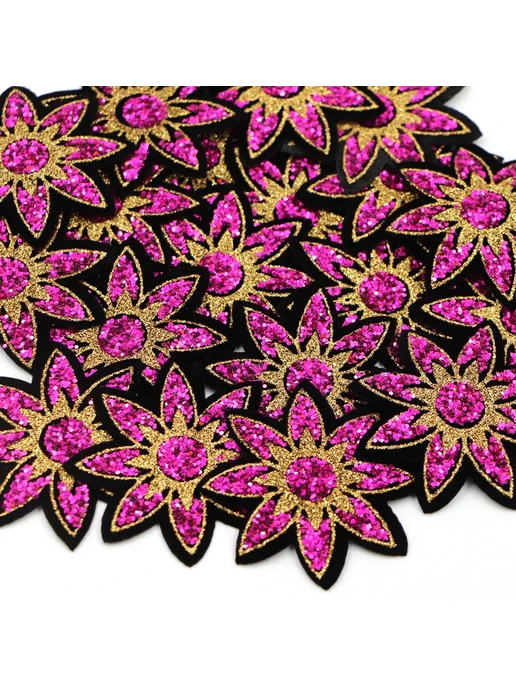 Набор заплаток с блестками 5 шт, 6 см 5pcs rose red, 5 шт, 5 шт, фото 4