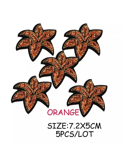 Набор заплаток с блестками 5 шт, 6 см 5pcs rose red, 7.2x5 см, 5 шт