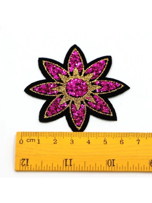 Набор заплаток с блестками 5 шт, 6 см 5pcs rose red, 7.2x5 см, 5 шт, фото 5