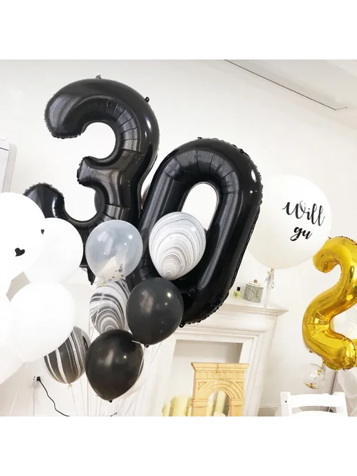 parehope Шар-цифра 16inch-birthday Black, черный, фото 7