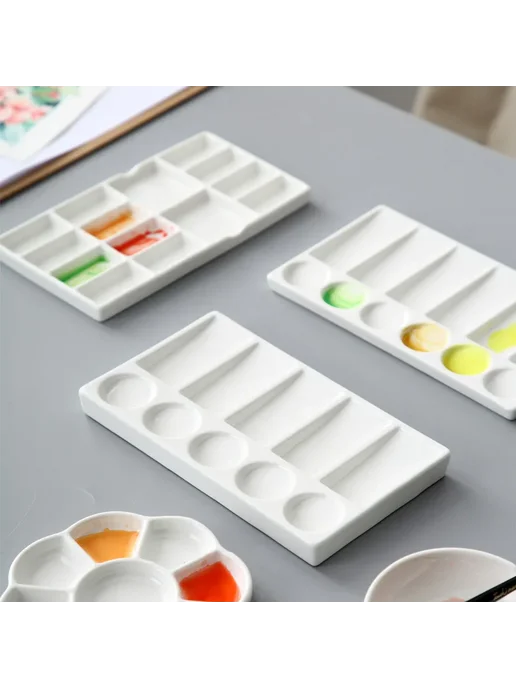 DINGYI STATIONERY Палитра для акварели керамическая 19cm, белый, фото 3