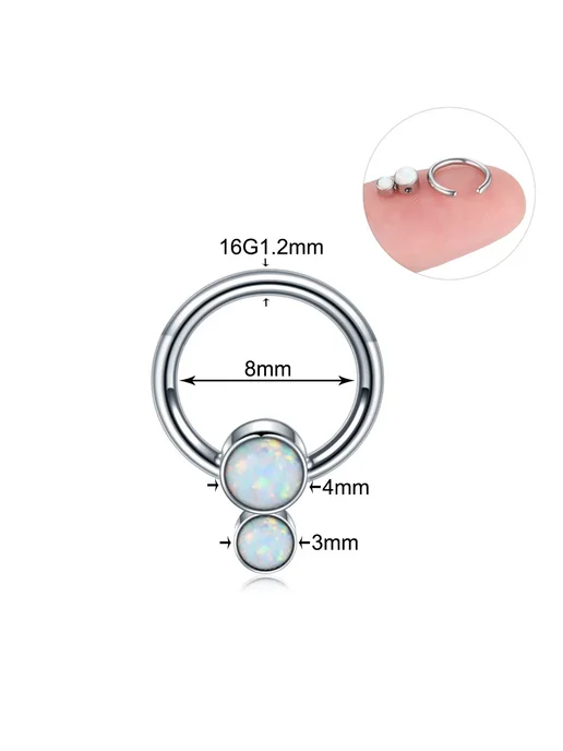 Xpircn Серьги для пирсинга 16G 1.2mm, 8mm, опал 4mm 3mm, Style2, 16 г