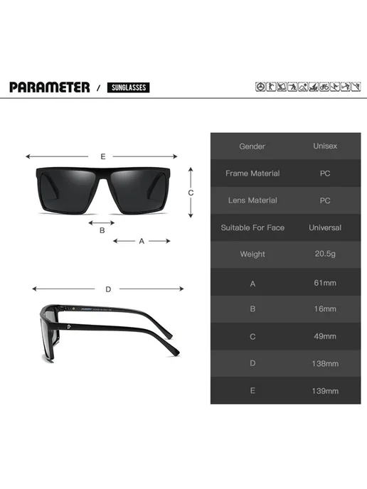 Dubery солнцезащитные очки черные, Lenses Color 1, черный, фото 3