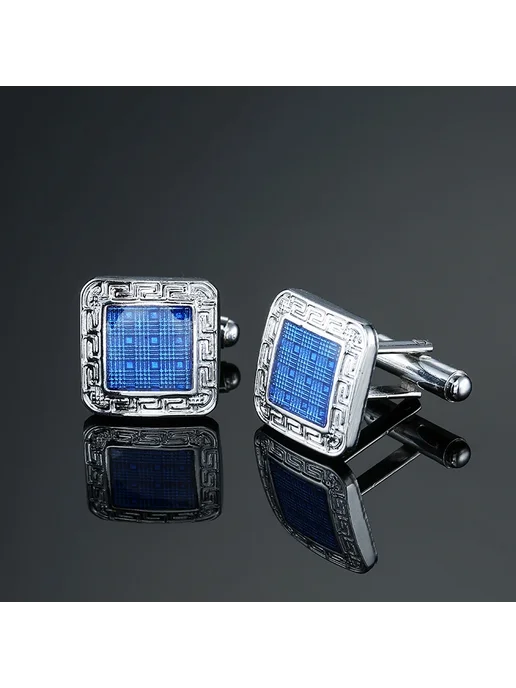 jiaocharmei Мужские запонки из меди Blue Square, синий