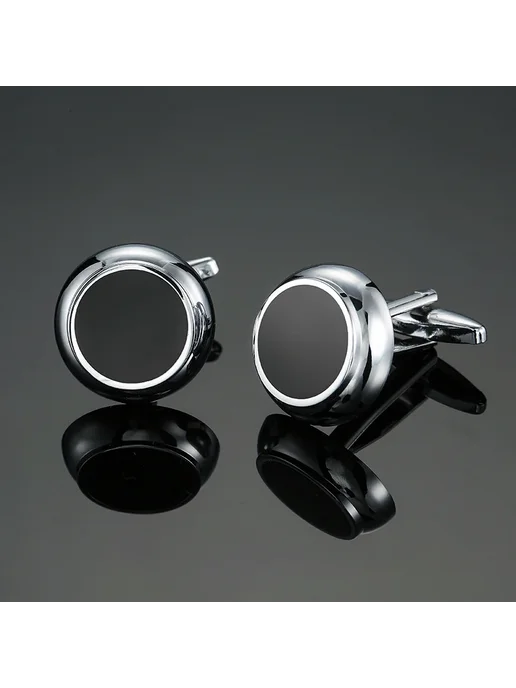 jiaocharmei Мужские запонки из меди Round enamel, черный