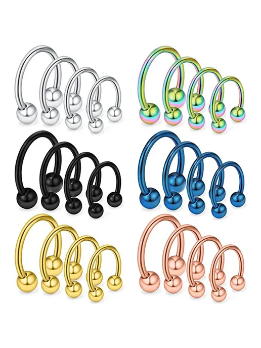 Нет бренда Серьги-подковы из хирургической стали Gold 12mm(4pcs), 4 шт, фото 2