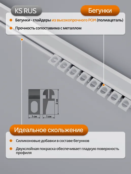 карниз для штор и гардин двухрядный настенный 175см, белый, фото 2