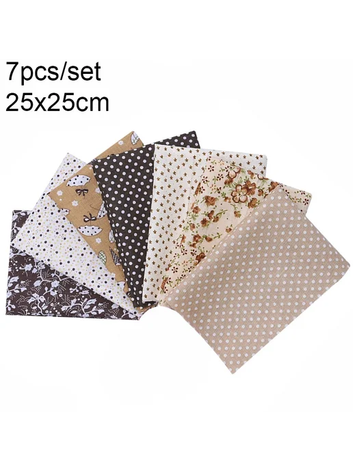 Нет бренда Хлопок для пэчворка, розовый, 7шт 25x25см, 25x25 см, 7 шт