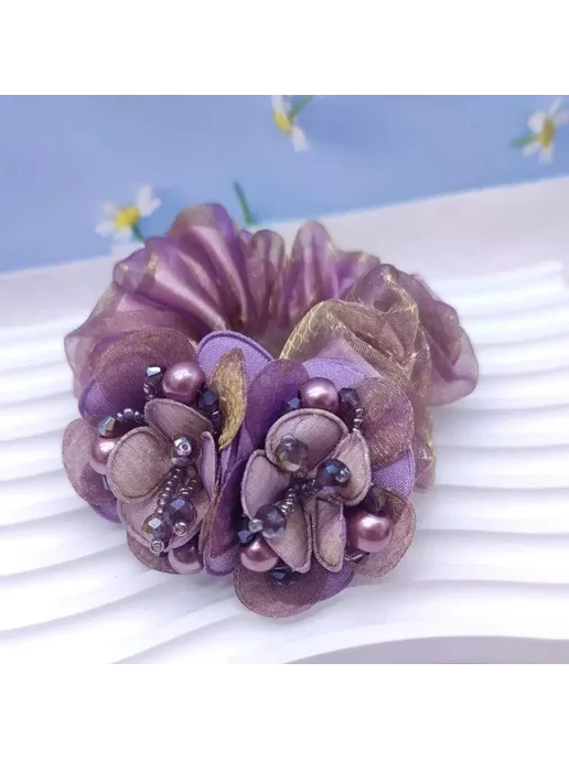 FENGCHE Резинка для волос из шелка B3 pink purple, фиолетовый