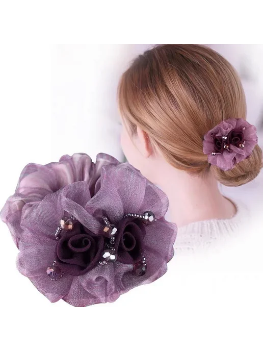 FENGCHE Резинка для волос из шелка B3 pink purple, фиолетовый, фото 4