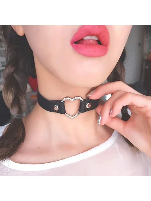 Нет бренда Чокер кожаный с подвеской, цвет металла style 25, черный, фото 7