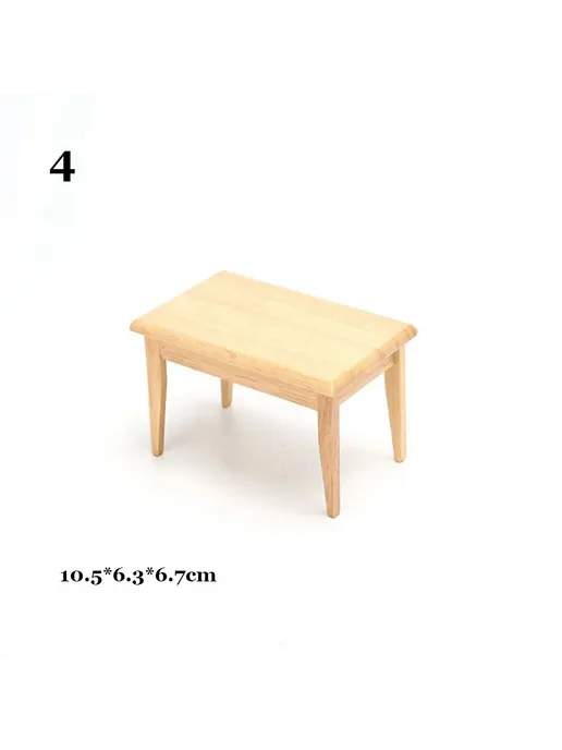 Нет бренда Миниатюрный шкафчик для кукол, Style 8, синий, деревянный стул 14