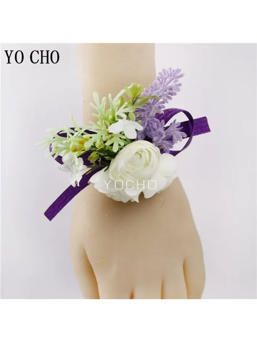 YO CHO Свадебный корсаж из шелка Сиреневый, Wrist Corsage-1, фиолетовый