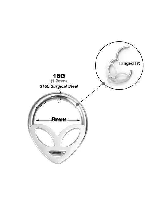 HONGTU implant Серьги пирсинг Alien, нержавеющая сталь 16г, EW40023RB, 16 г, фото 5