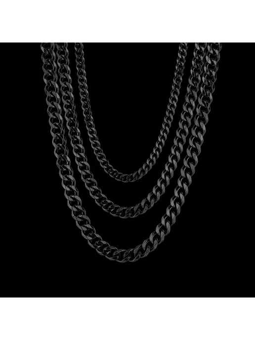 Uzone Кубинская цепочка Steel color 3mm 40cm, черный