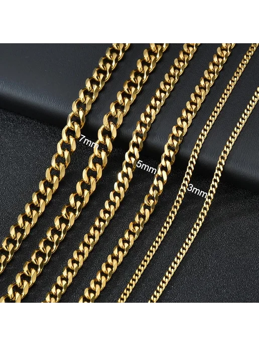 Uzone Кубинская цепочка Steel color 3mm 40cm, черный, фото 3