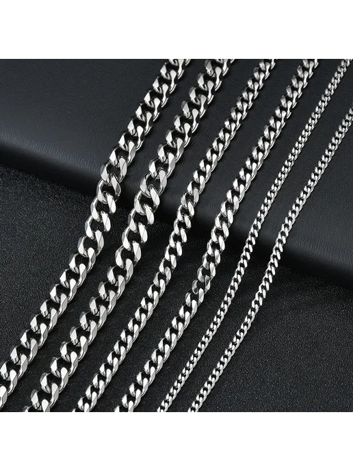 Uzone Кубинская цепочка Steel color 3mm 40cm, черный, фото 4