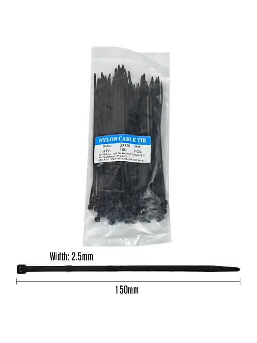 really Кабельные стяжки нейлон 3x150 Black 100, 3x150