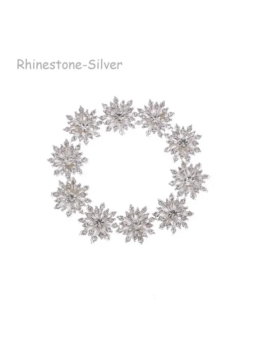 genenic Серебряные пуговицы снежинки с кристаллами Rhinestone-Silver, серебристый
