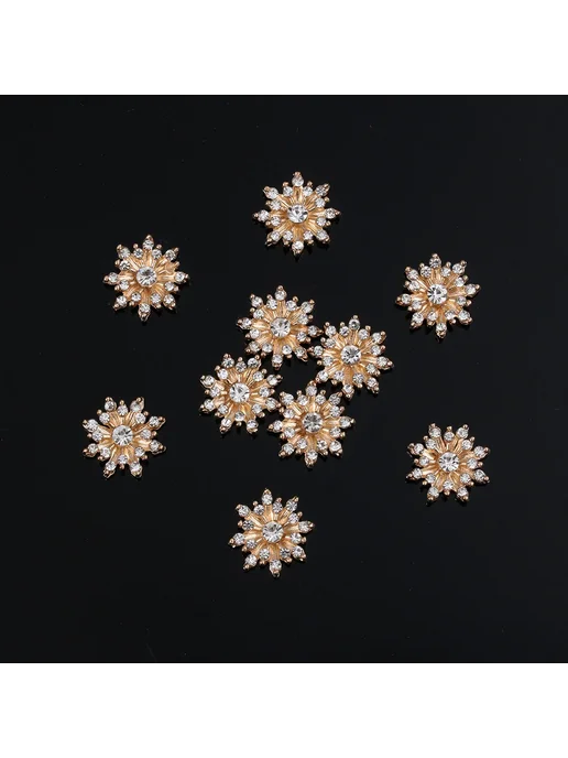 genenic Серебряные пуговицы снежинки с кристаллами Rhinestone-Silver, серебристый, фото 5