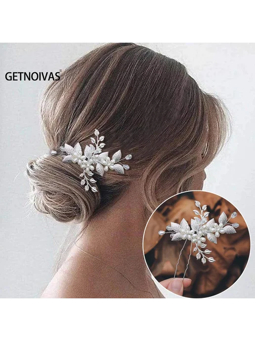 Заколка для волос с жемчугом и листьями, Style 1, Заколка с жемчугом 6, фото 2