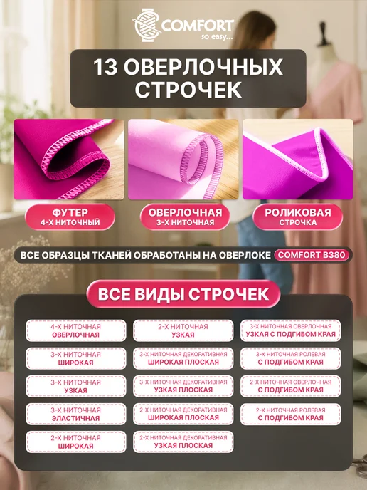 Швейная Техника Comfort Оверлок Comfort B380, белый, фото 2