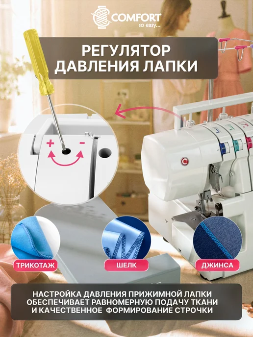 Швейная Техника Comfort Оверлок Comfort B380, белый, фото 7