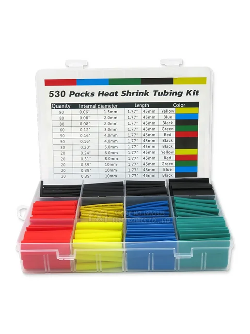 HJXRHGAL Термоусадочные трубки набор 530PCS Color box, 530 шт
