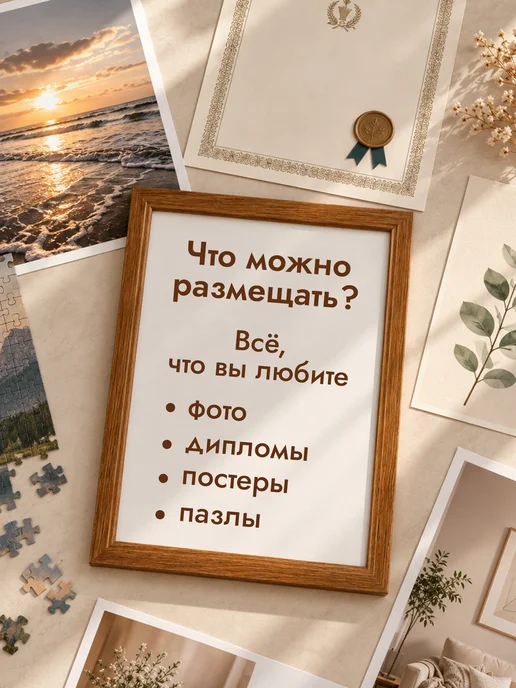 OfficeSpace Рамка для фотографий деревянная, небьющееся стекло, А4, коричневый, фото 8