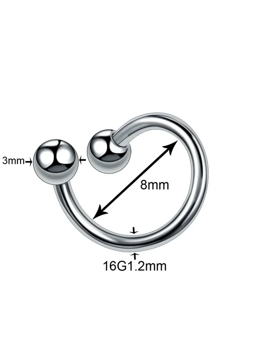 SWANJO Титановый пирсинг для козелка 16G 1.2mm 8mm 3mm, 16 г, фото 3