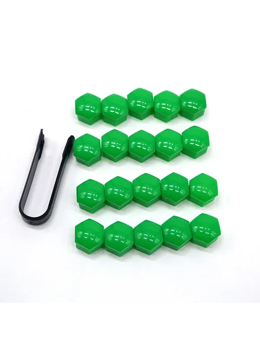 Нет бренда Крышка колеса автомобиля гайки ступицы 19MM Green 20 шт, 20 шт