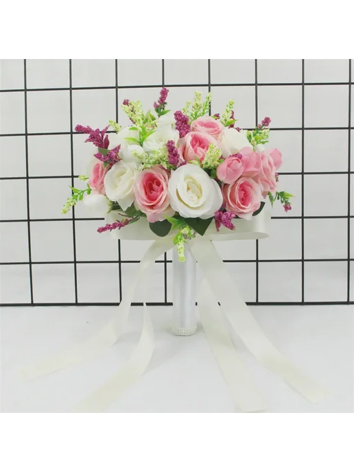 Meldel Искусственный свадебный букет white pink2, белый