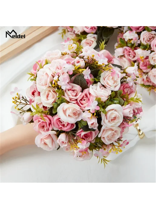 Meldel Искусственный свадебный букет white pink2, белый, фото 7