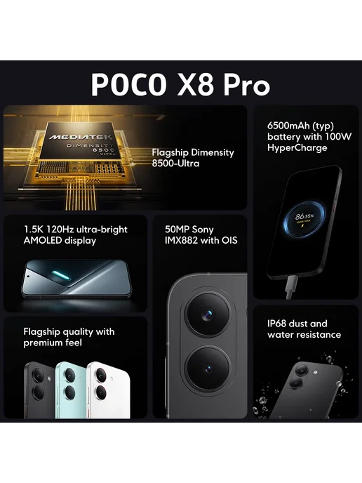 POCO Смартфон X8 Pro, 12 512ГБ, global, 512 ГБ, фото 5