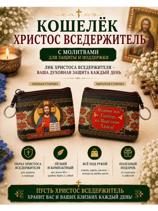 BLT Кошелёк- сумочка, ключница православная Иисус Христос, синий