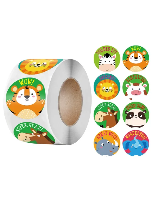 Нет бренда Набор наклеек с мультяшными животными 50-500 шт QY863-300pcs, коричневый