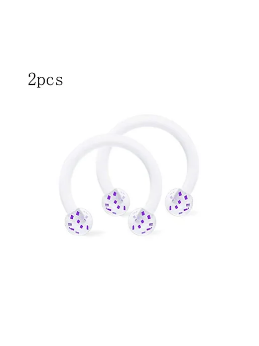 Нет бренда Серьги пирсинг акриловые фиолетовые 2шт, Metal color B Nose, 2 шт
