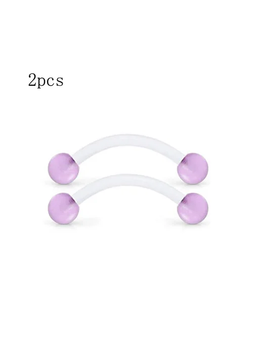 Нет бренда Серьги пирсинг акриловые фиолетовые 2шт, Metal color B Nose, 2 шт, фото 6