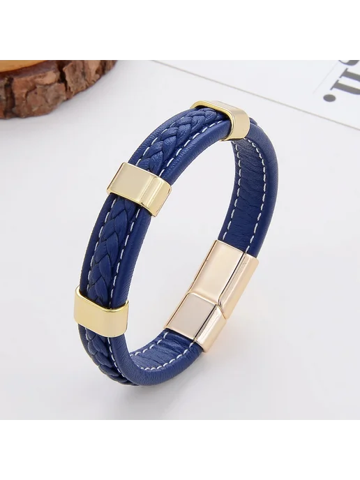YAN MIN TRADE Черный кожаный браслет 23cm, черный, фото 2