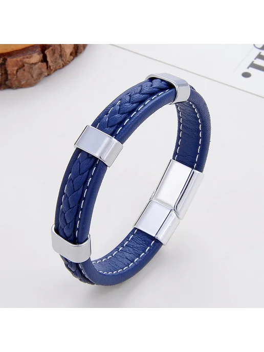 YAN MIN TRADE Черный кожаный браслет 23cm, черный, фото 5